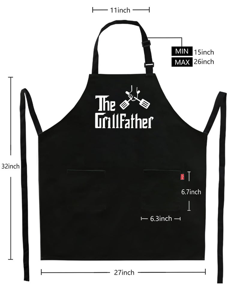 ALIPOBO Grill Aprons for Men Dad - The Grill father Apron - Funny Chef Cooking Grilling BBQ Apron with 2 Pockets - Birthday Fathers Day Christmas Gifts for Dad - Image 3